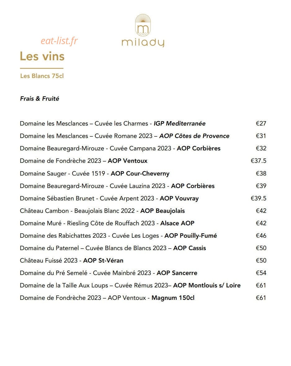 Milady Mourillon — carte page 12