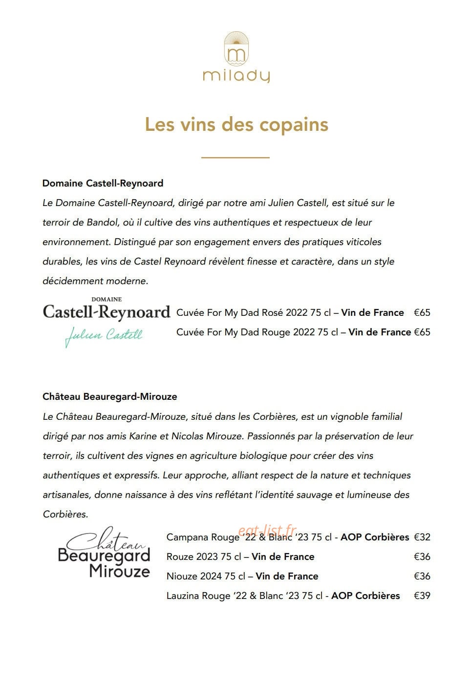 Milady Mourillon — carte page 11