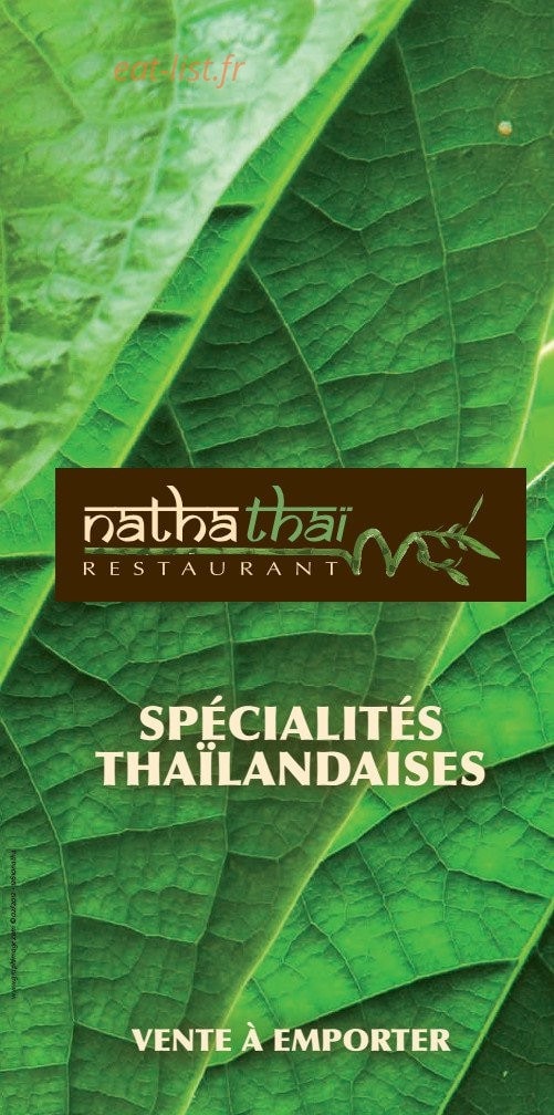 Nathathaï Restaurant — carte page 1