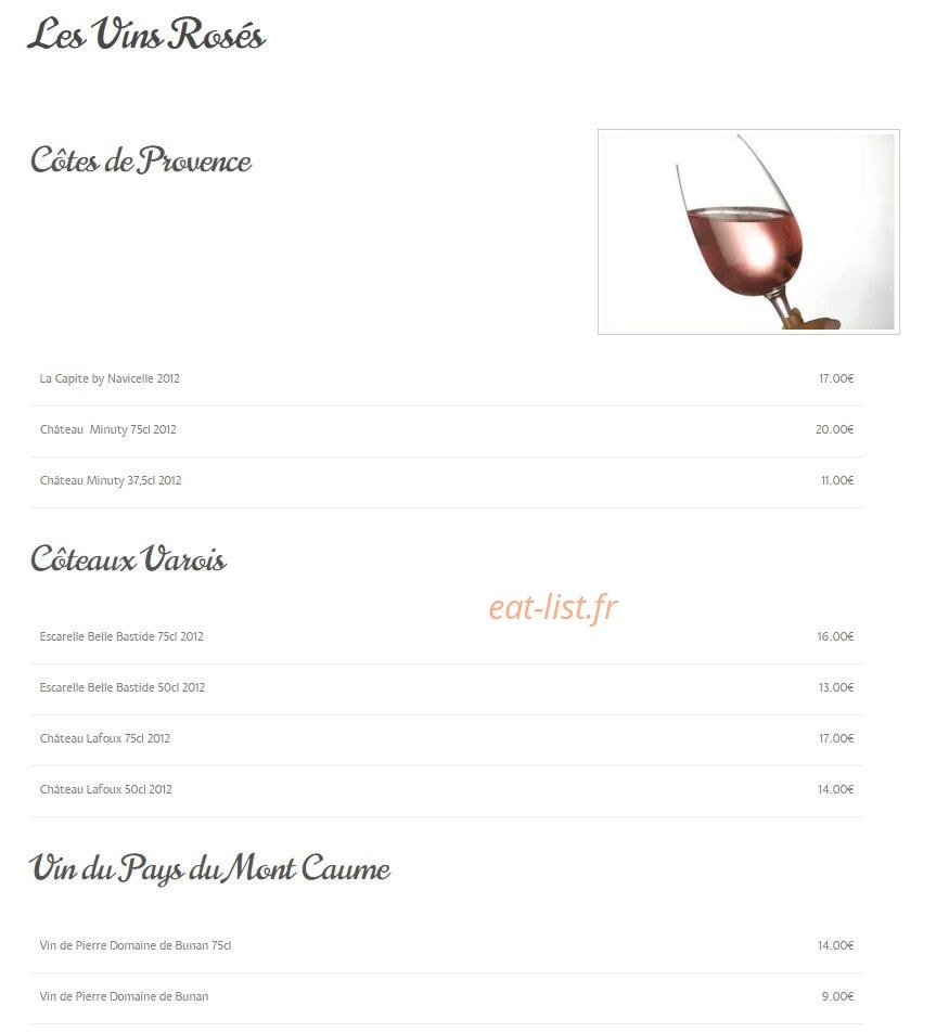 Ô Bistro des Artistes — carte page 8