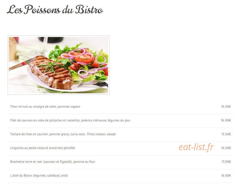 Ô Bistro des Artistes — carte page 3