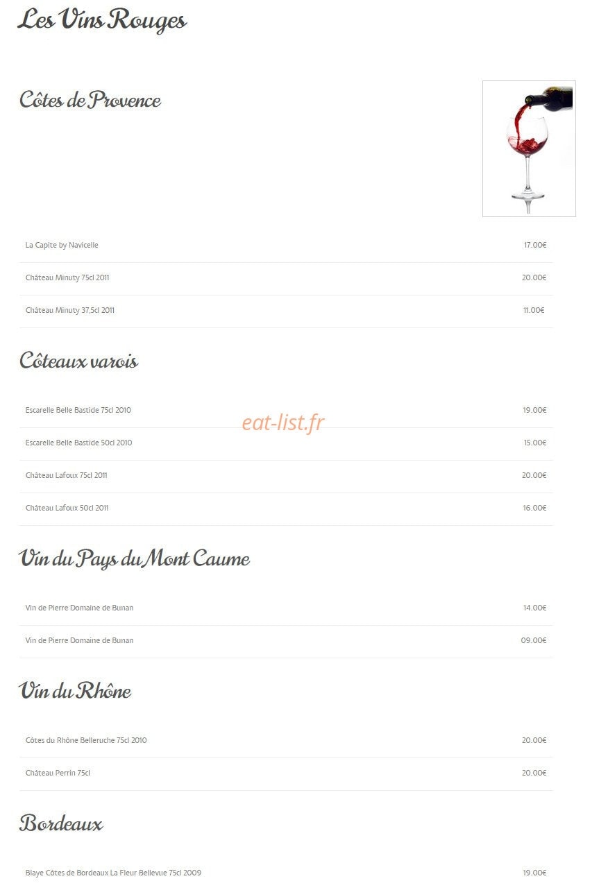 Ô Bistro des Artistes — carte page 7