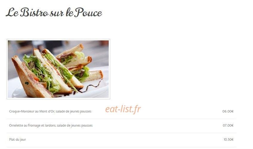 Ô Bistro des Artistes — carte page 4