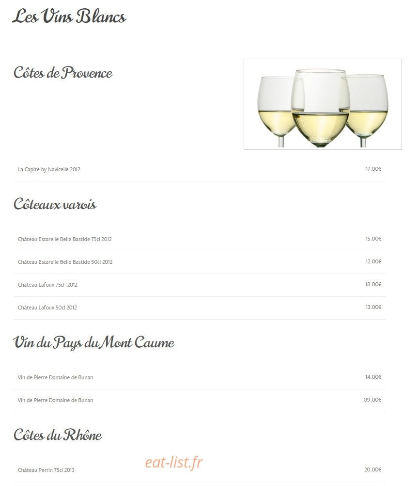Ô Bistro des Artistes — carte page 9