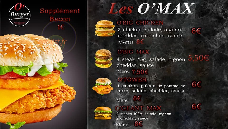 O'Burger — carte page 4