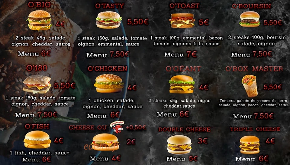 O'Burger — carte page 2