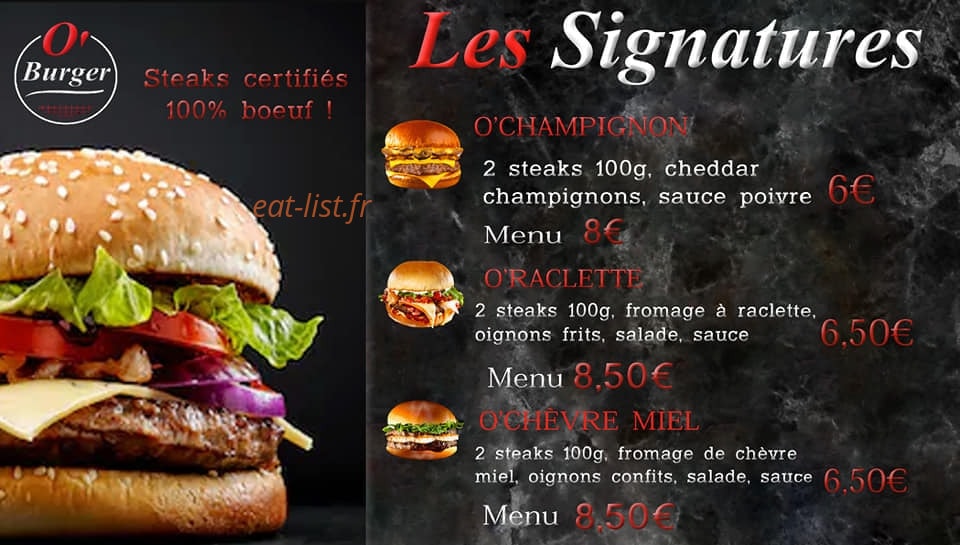 O'Burger — carte page 1