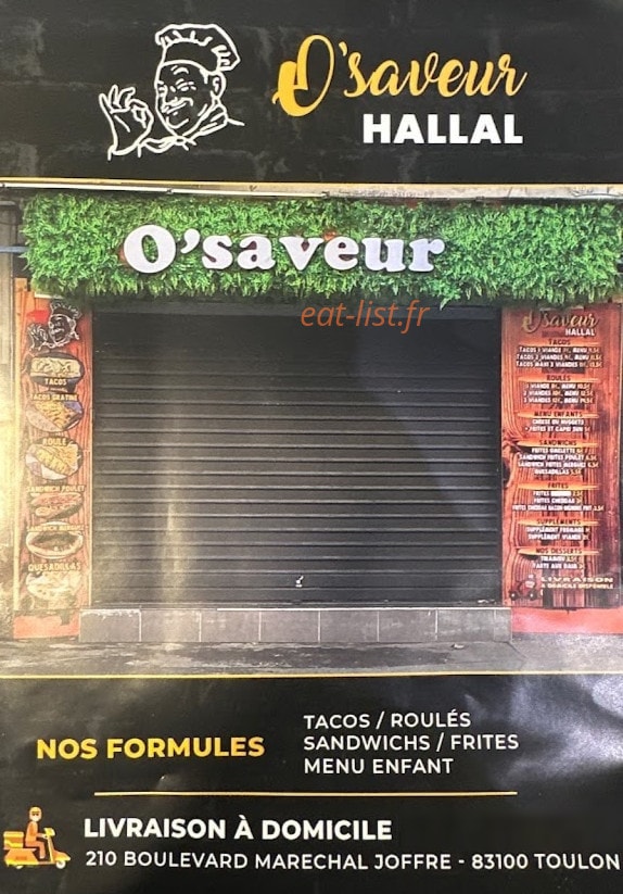 O’saveur — carte page 1