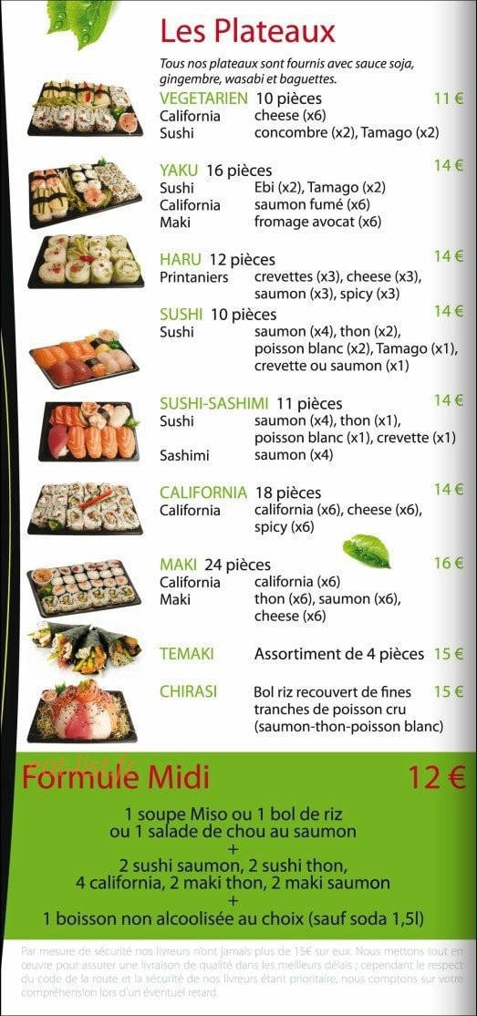 Okinawa Sushi — carte page 2