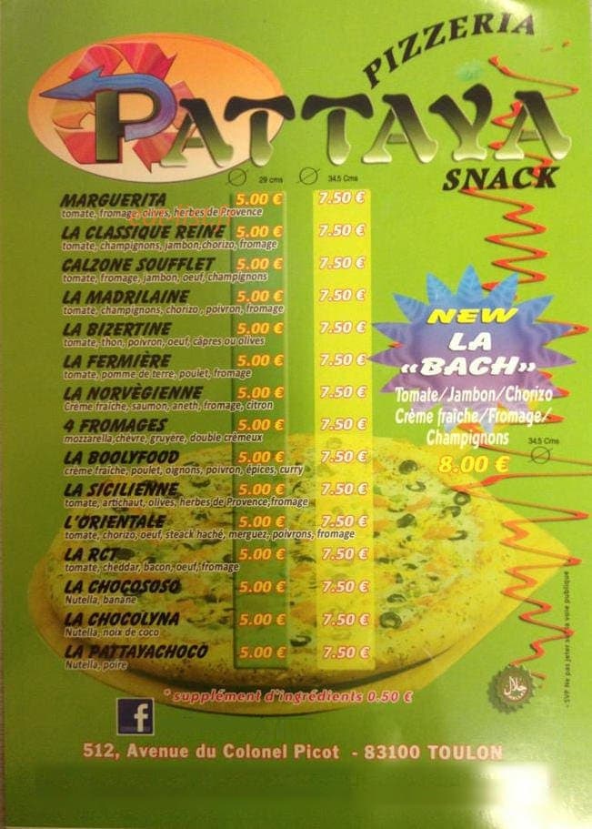 Pattaya-snack pizza — carte page 2