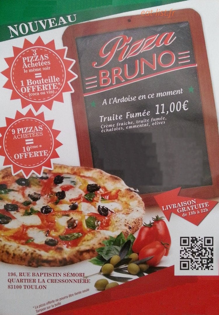 Pizza Bruno — carte page 1