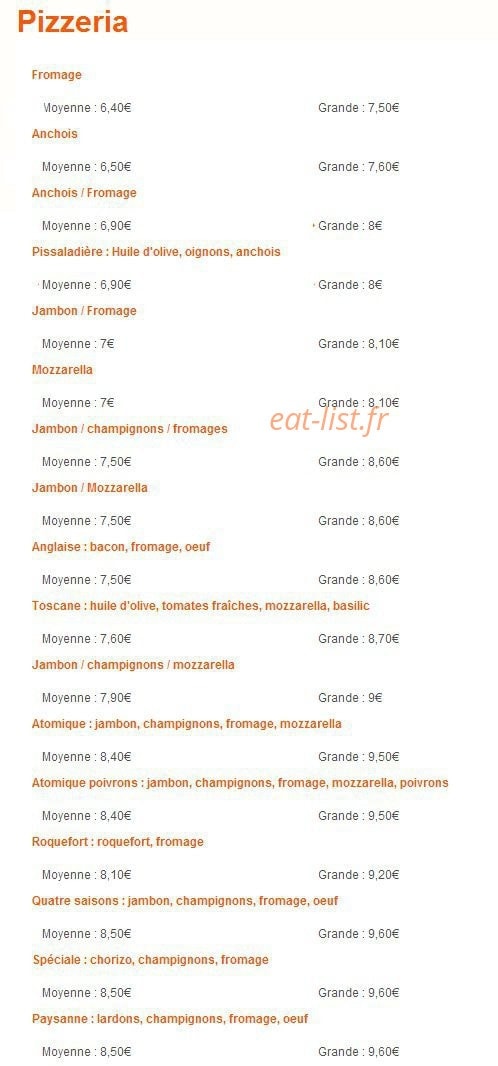 Pizza Milano — carte page 1