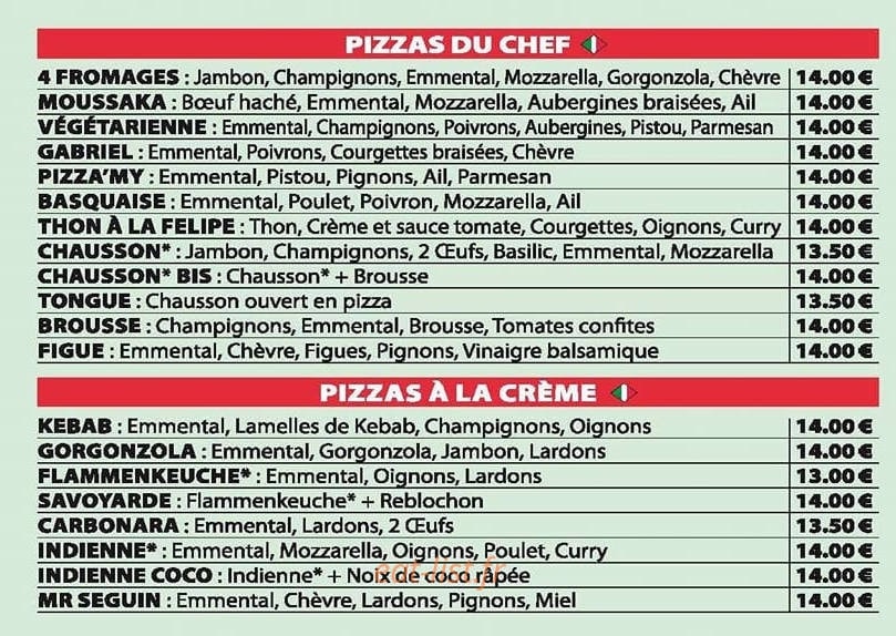 Pizza' My Chez Francis — carte page 2