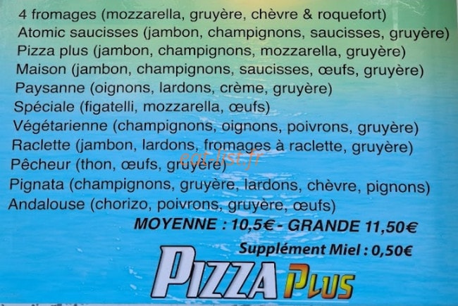 Pizza Plus — carte page 2