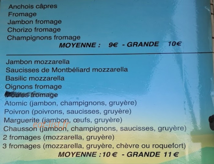 Pizza Plus — carte page 1