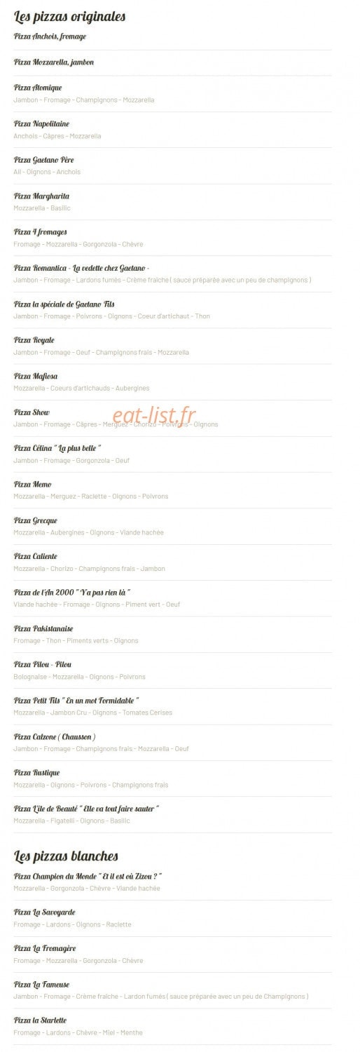 Pizzéria Gaëtano — carte page 9