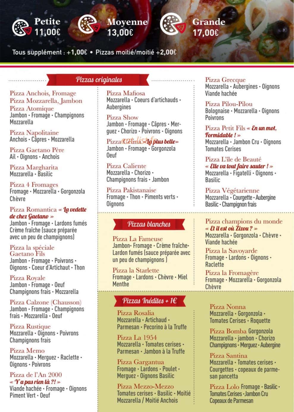 Pizzéria Gaëtano — carte page 2