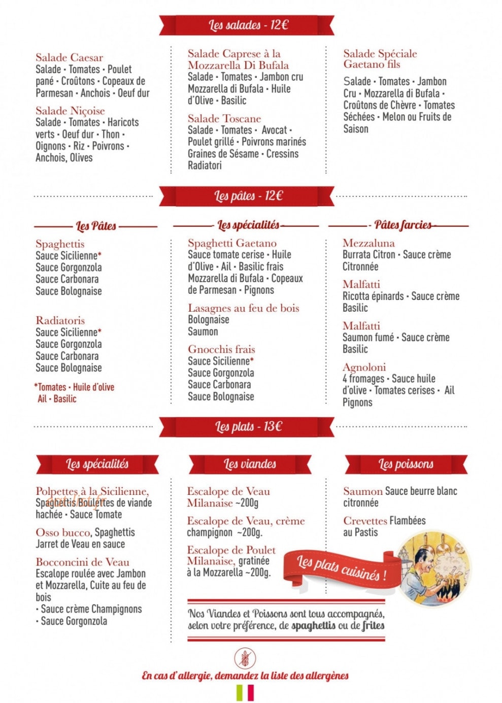 Pizzéria Gaëtano — carte page 3