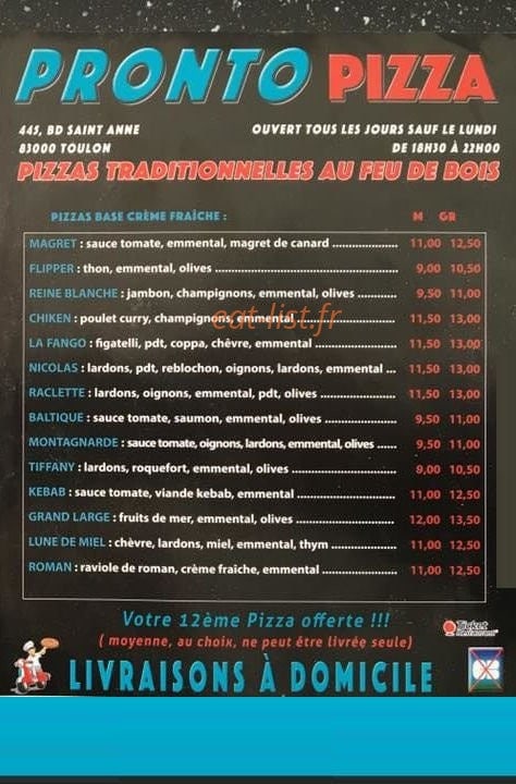Pronto pizza — carte page 2