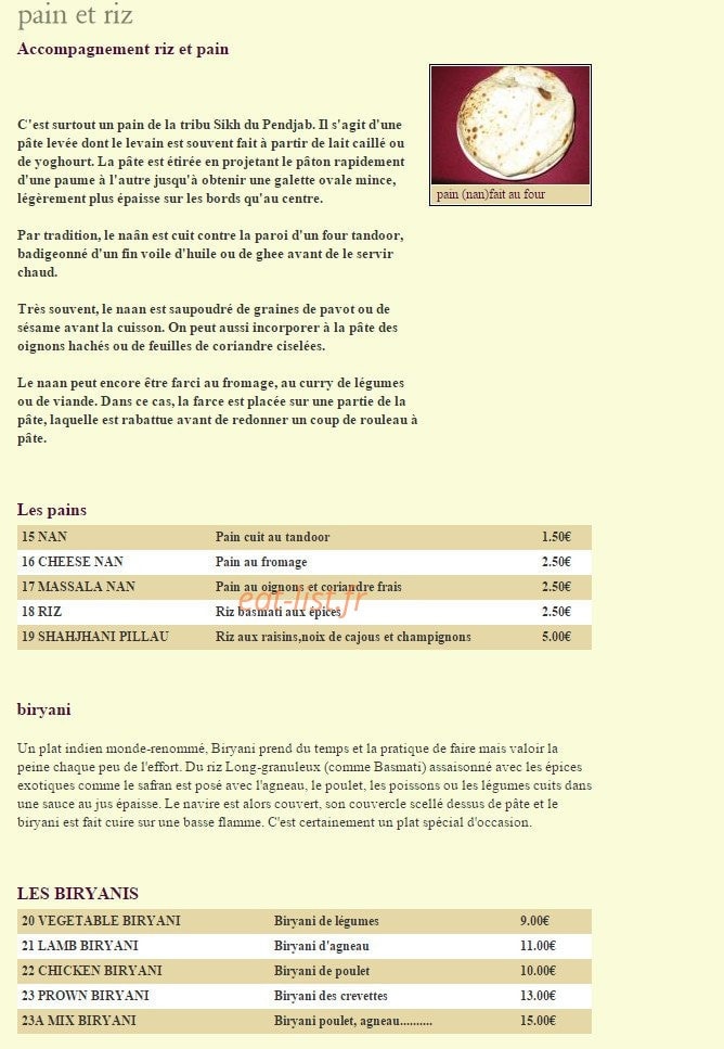 Raj Mahal — carte page 2