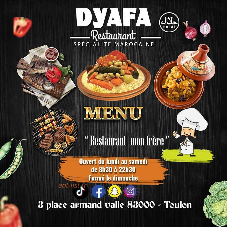 Restaurant dyafa — carte page 1