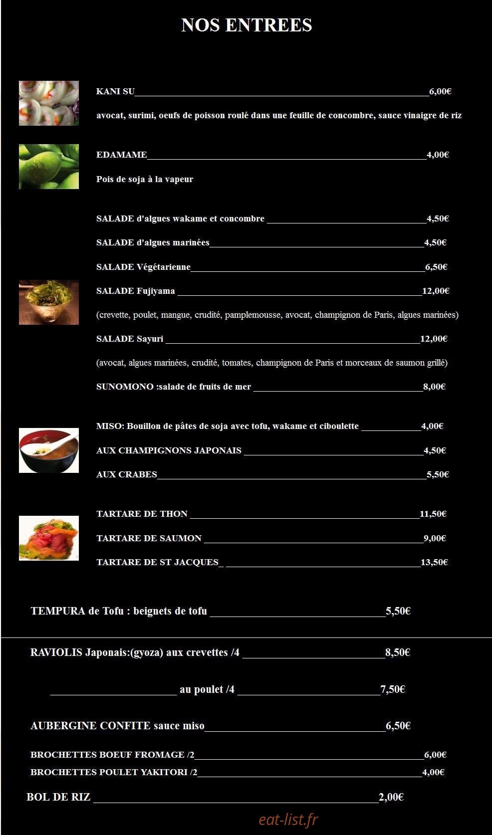Sayuri Sushi — carte page 1