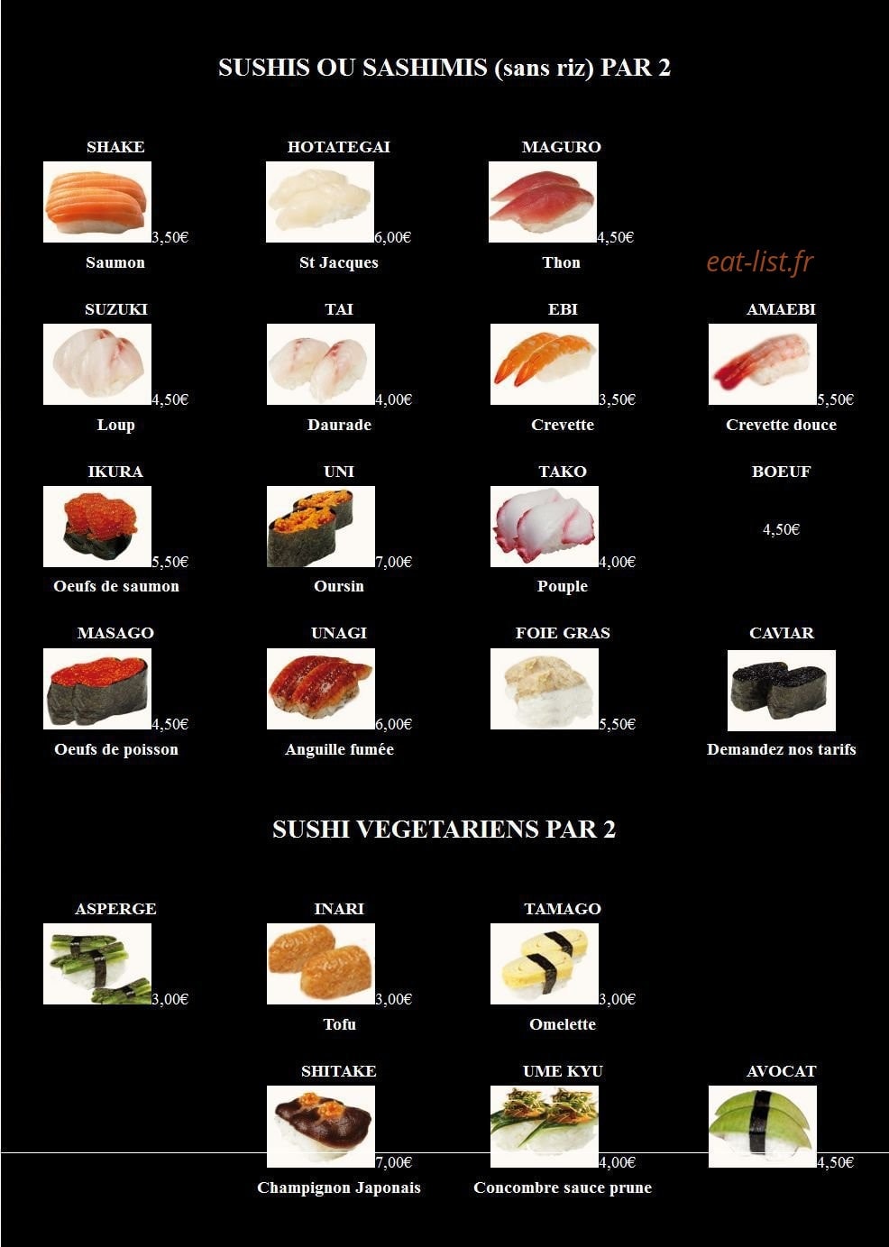 Sayuri Sushi — carte page 2