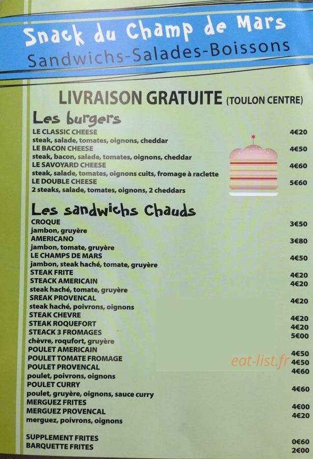 Snack Du Champ De Mars — carte page 2