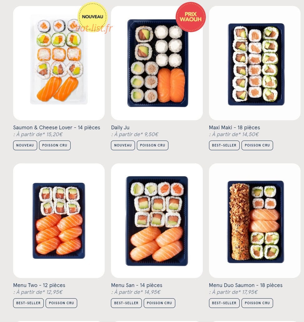Sushi Daily — carte page 1