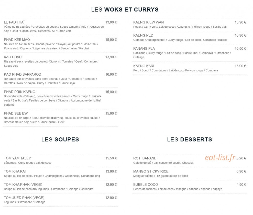 Thaï Kitchen — carte page 3