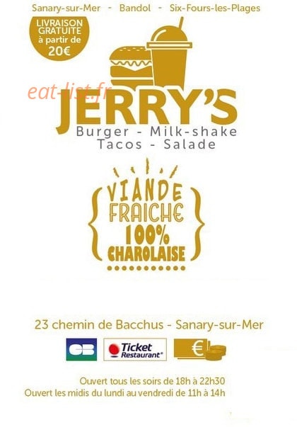 Jerry's Burger — carte page 1