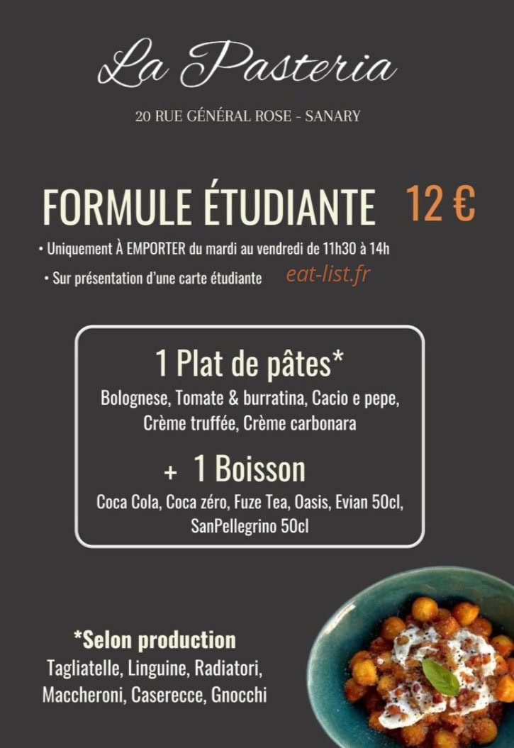La Pasteria — carte page 2