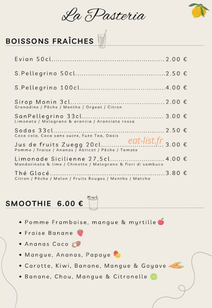 La Pasteria — carte page 4