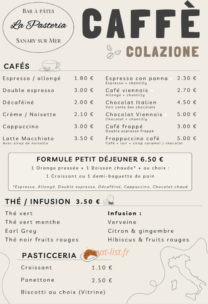 La Pasteria — carte page 3
