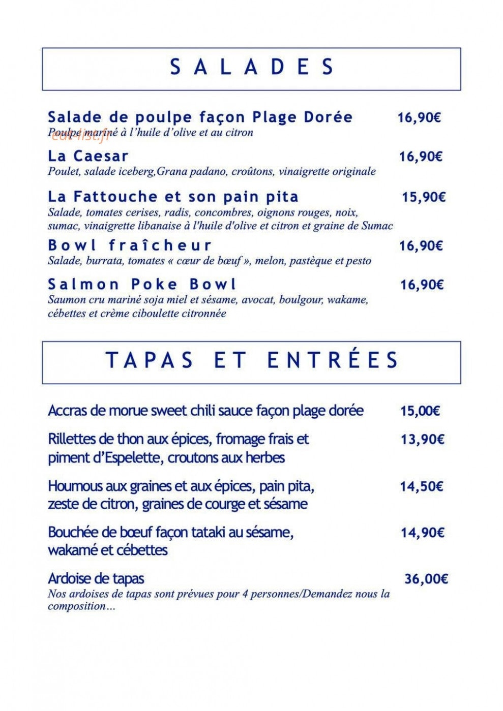 La Plage Dorée — carte page 2