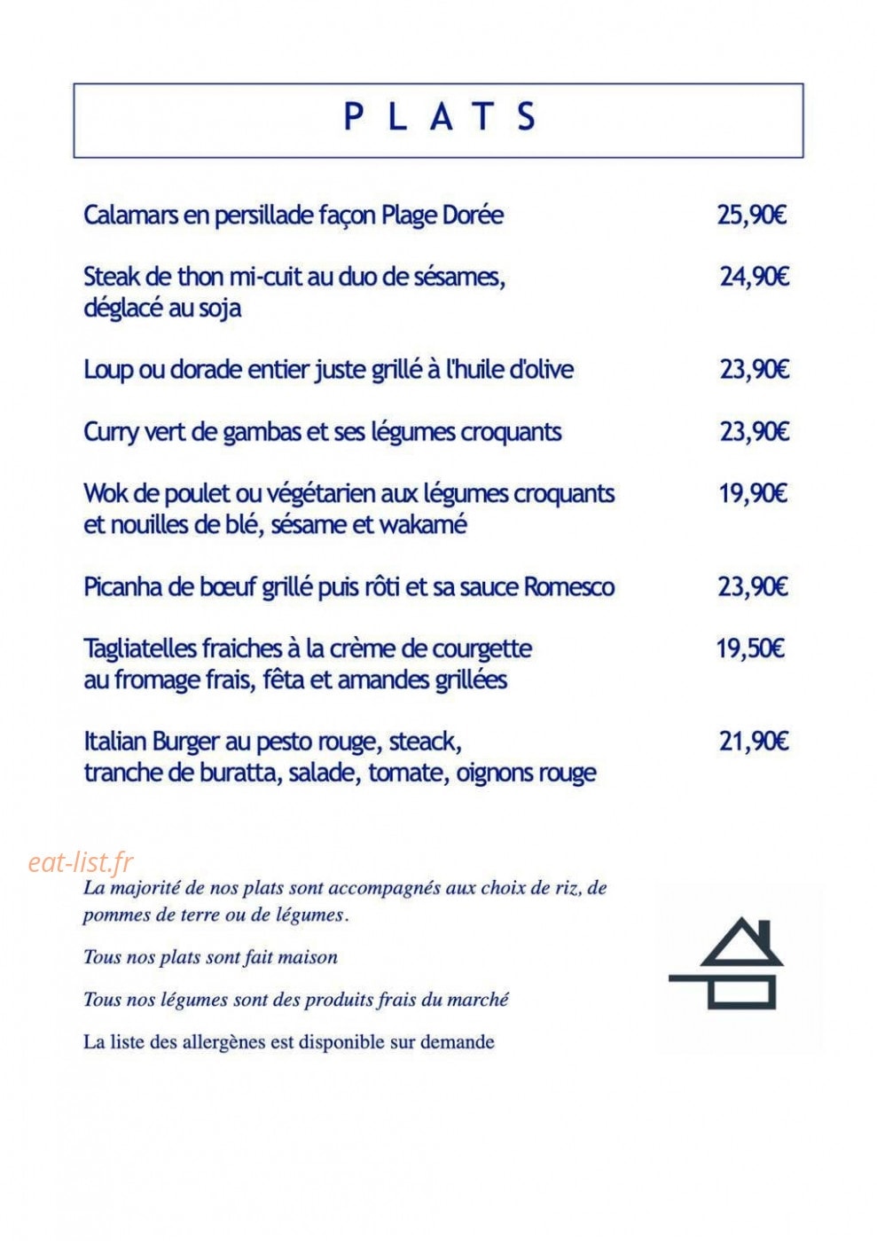 La Plage Dorée — carte page 1