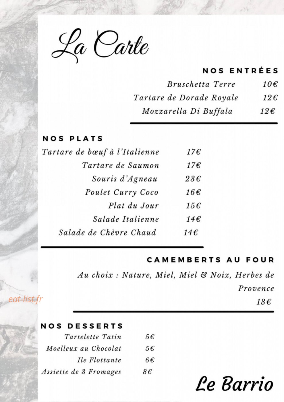 Le Barrio — carte page 2