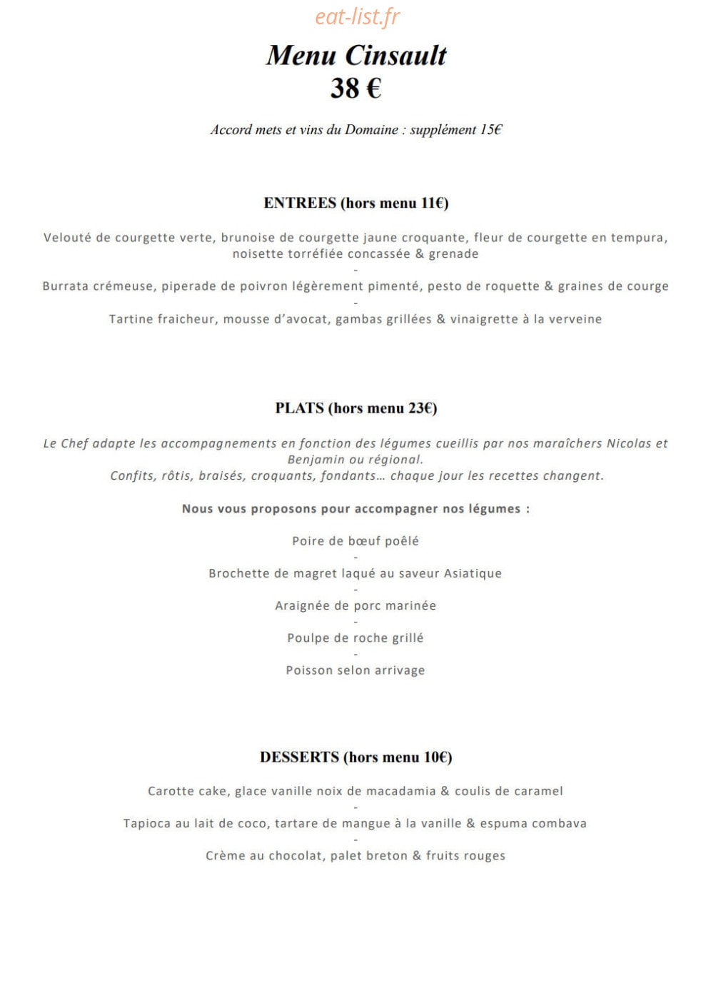 Le Comptoir de la Font des Pères — carte page 2
