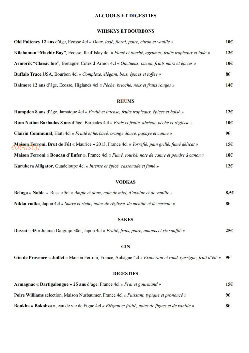 Le Comptoir de la Font des Pères — carte page 4