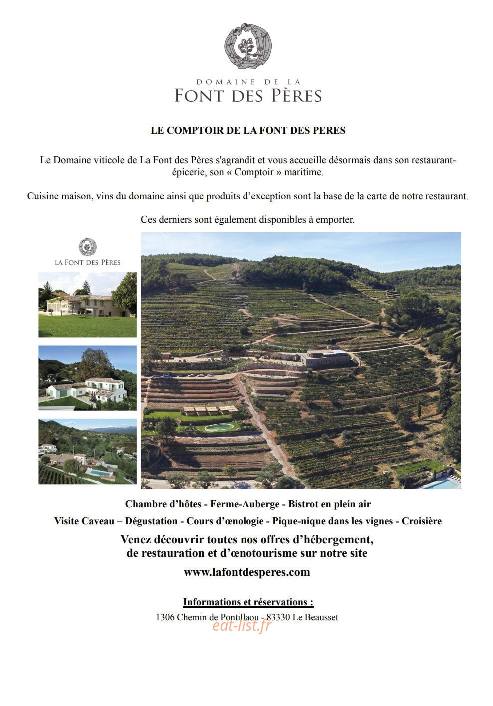 Le Comptoir de la Font des Pères — carte page 9