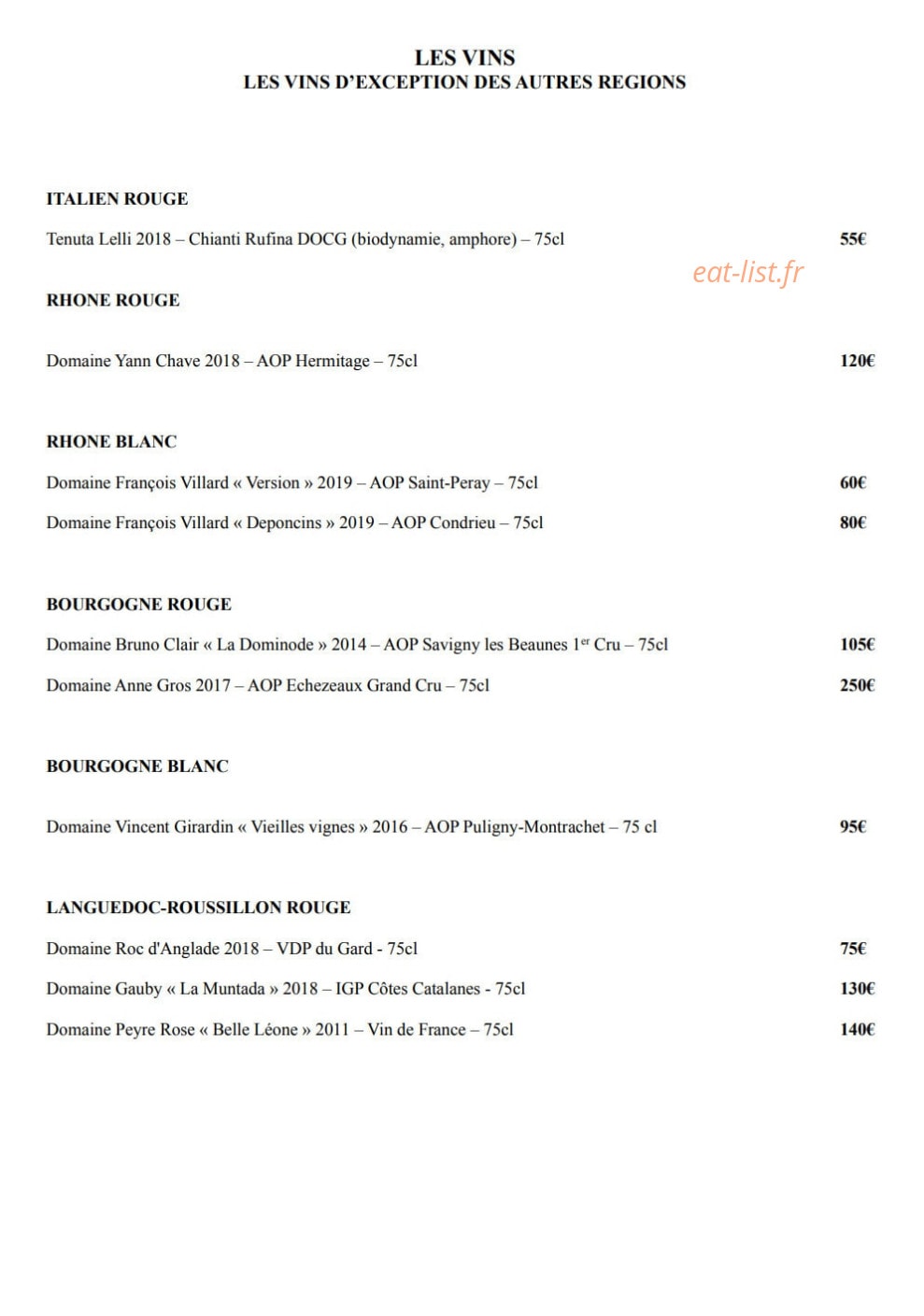 Le Comptoir de la Font des Pères — carte page 6