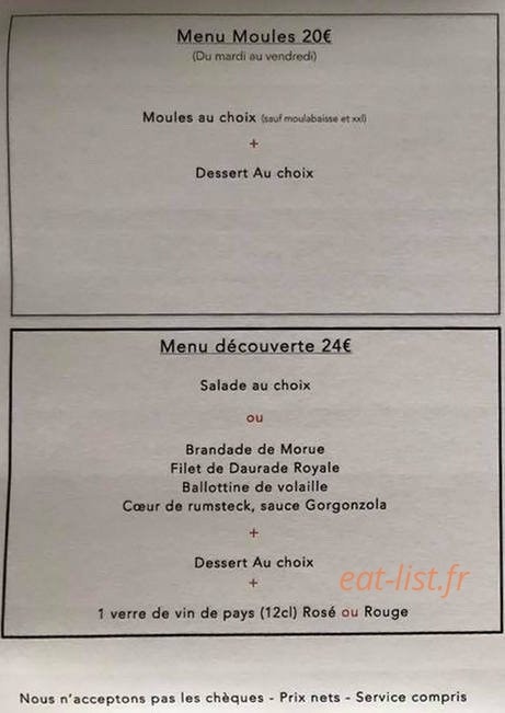 Restaurant A&A — carte page 1