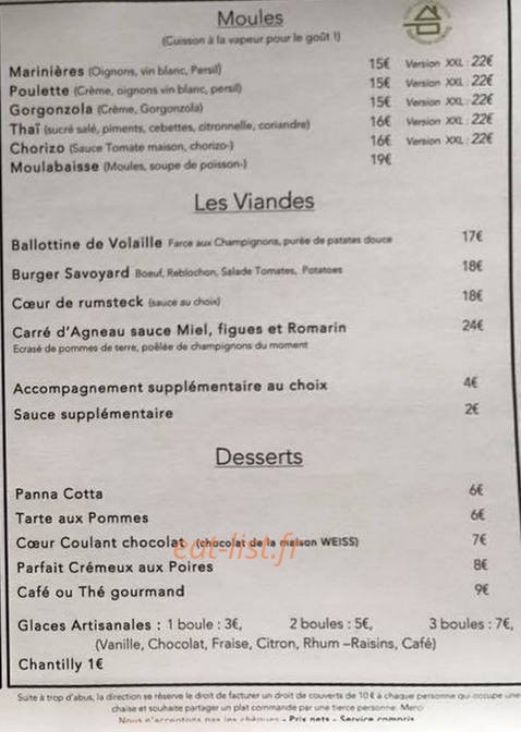 Restaurant A&A — carte page 4