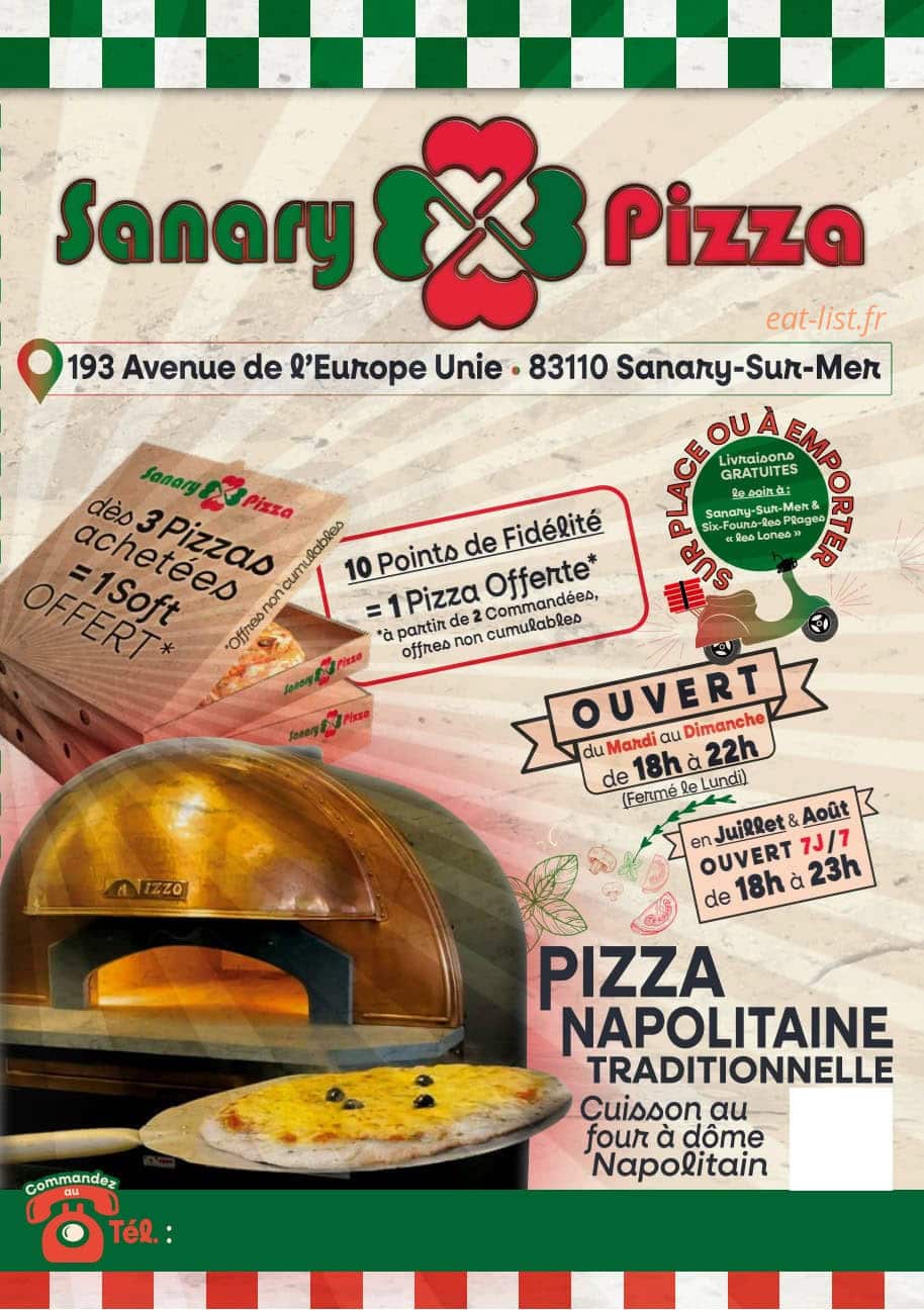 Sanary pizza — carte page 1