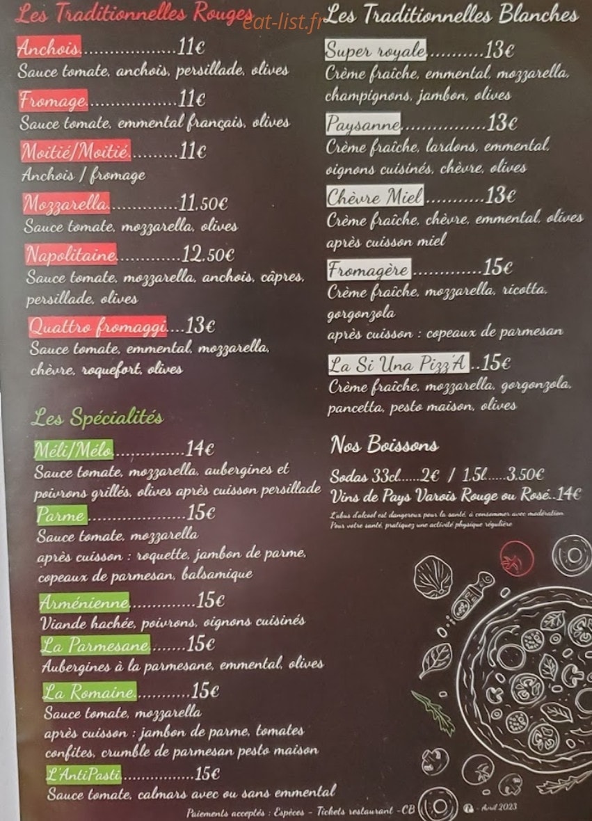 Si Una Pizz'a — carte page 2
