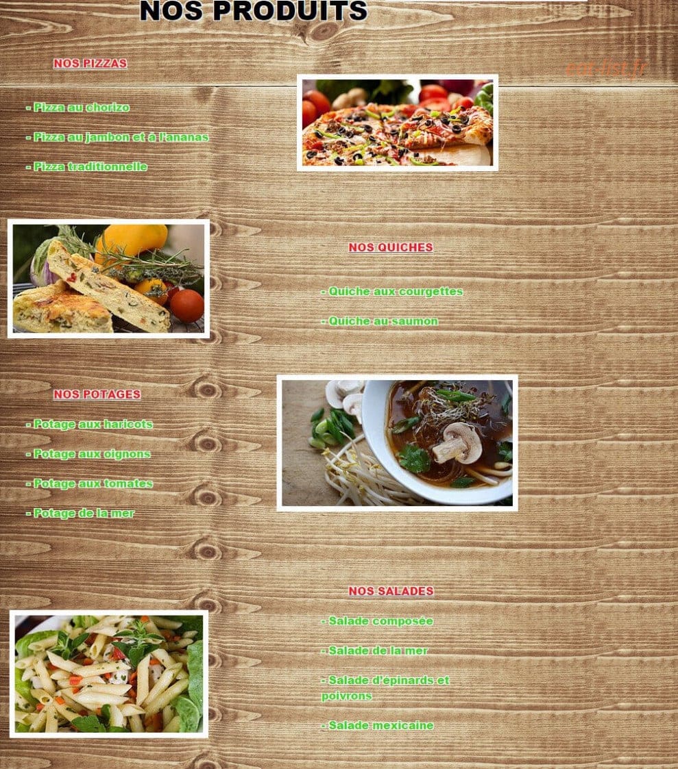 Snack-Bio's — carte page 1