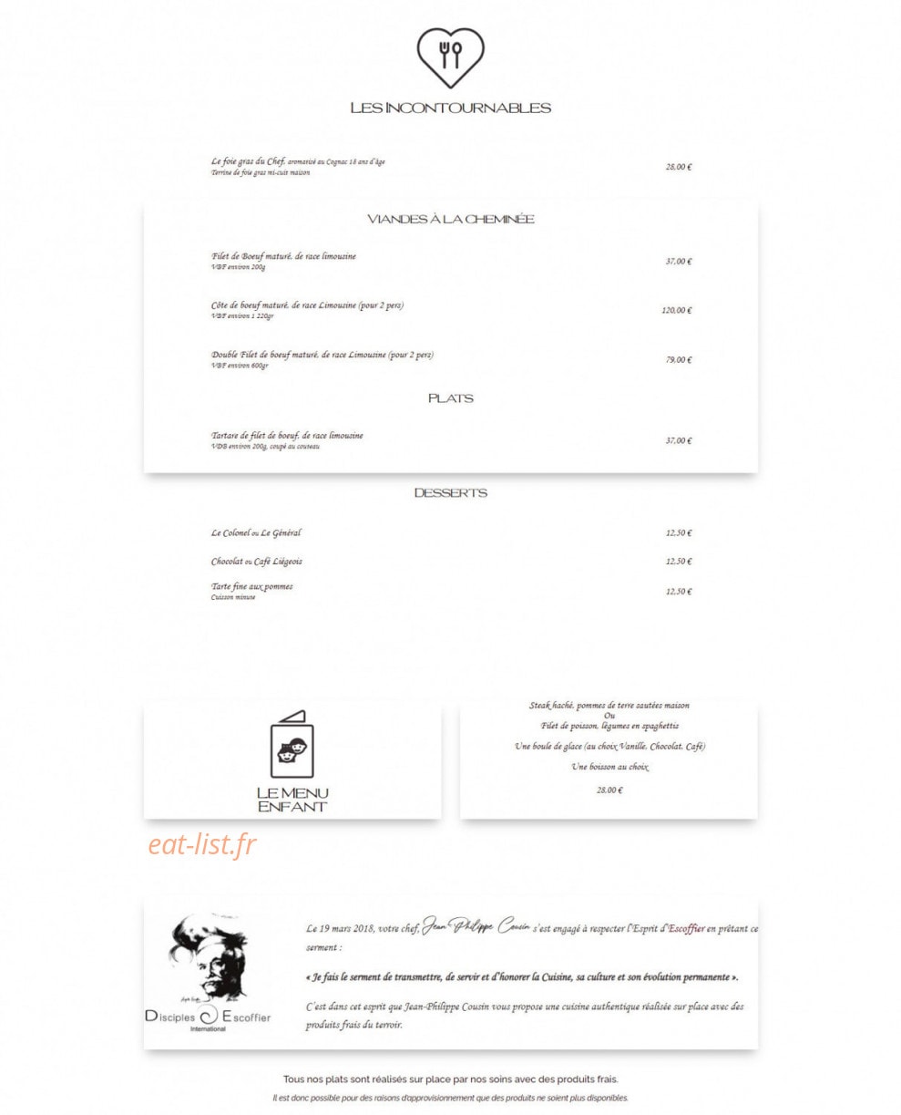 Carte et menu de Domaine au Cœur des Vignes à Plan de la Tour — Les incontournables