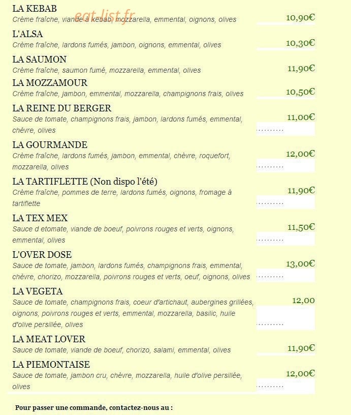 Pizza Pierrot — carte page 2
