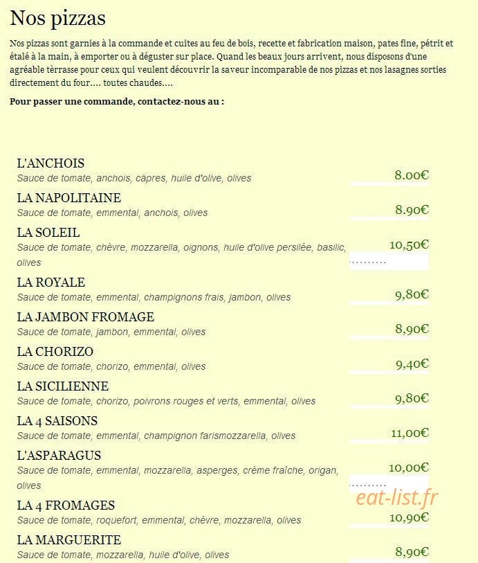 Pizza Pierrot — carte page 1
