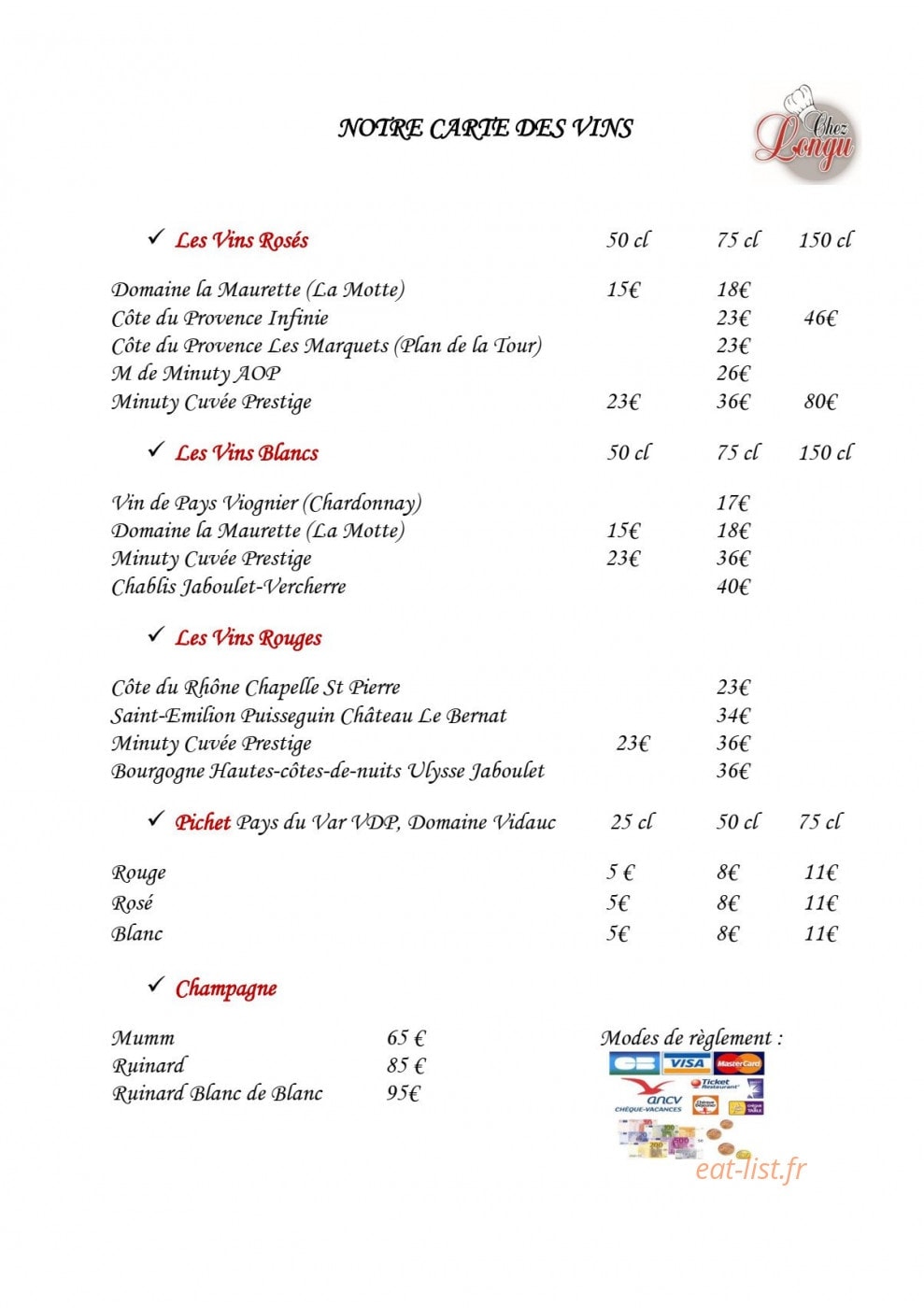 Chez Longu — carte page 8